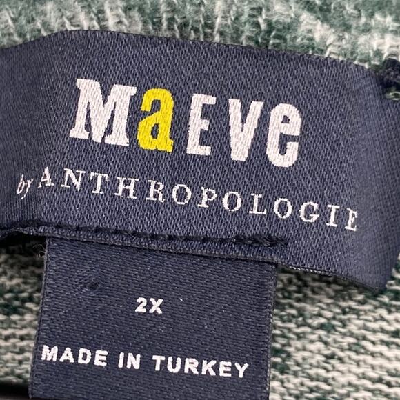 Anthropologie Maeve Fleece Sweater Cowl Neck Longline Tunic Teal Green Womens 2X - Picture 6 of 7